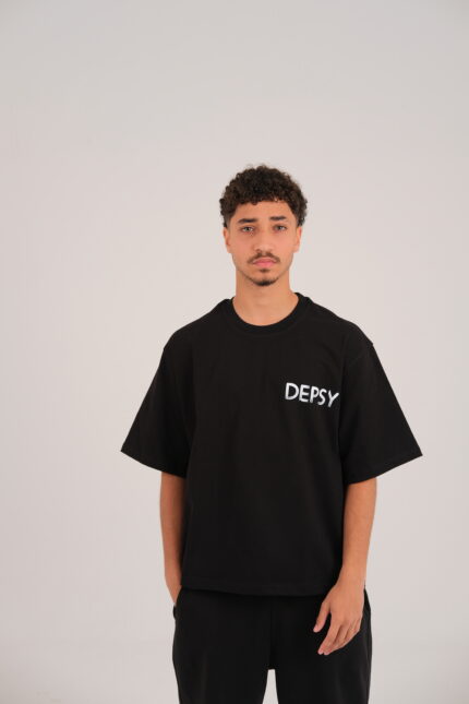 DEPSY Unisex Black T-Shirt Printed